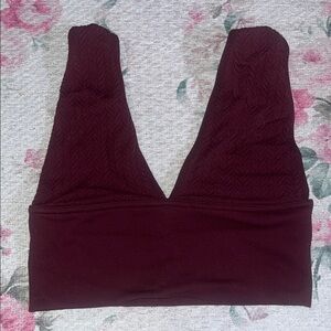 Forever 21 Plunge Burgundy Crop Top